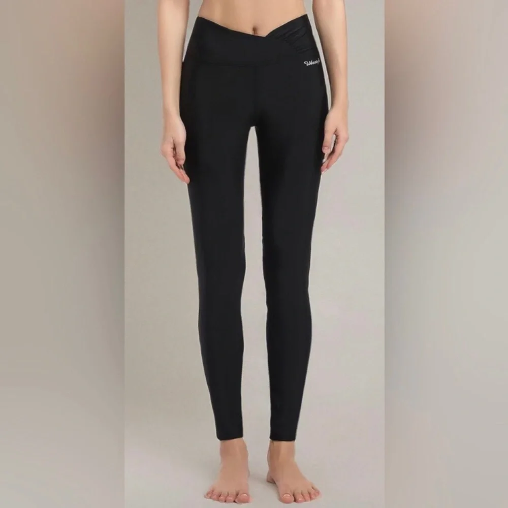 Black Leggings UPF 50 High Waist Pocket Size XXL